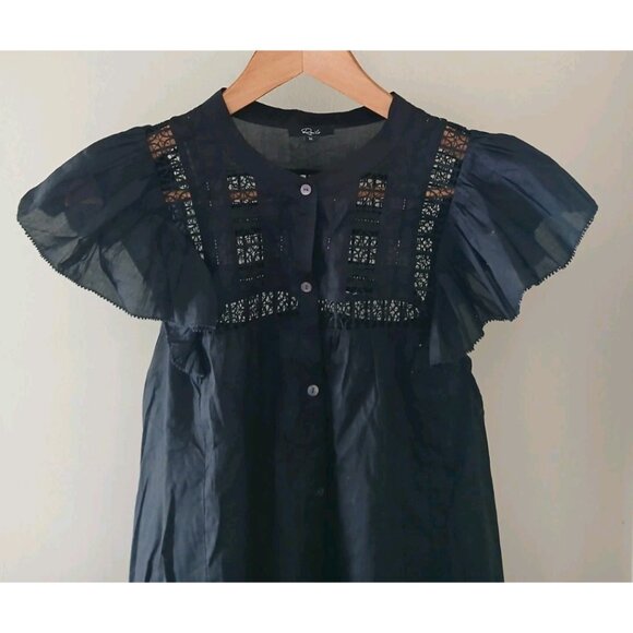 Rails Louella Embroidered Button Front Flutter Sleeve Blouse - Picture 2 of 9